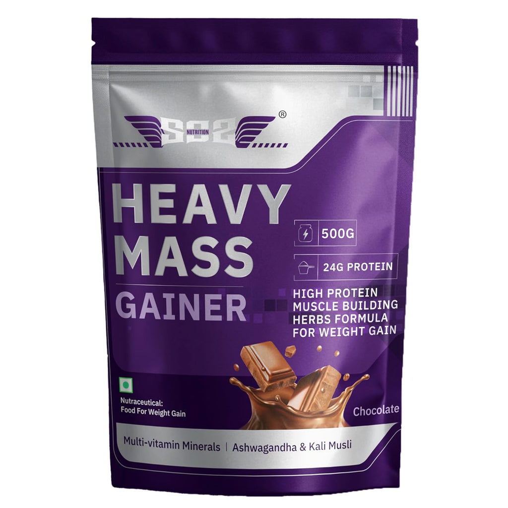 SOS Nutrition High-Calorie Heavy Mass Gainer Protein Powder ( Chocolate 500g )  Men & Women