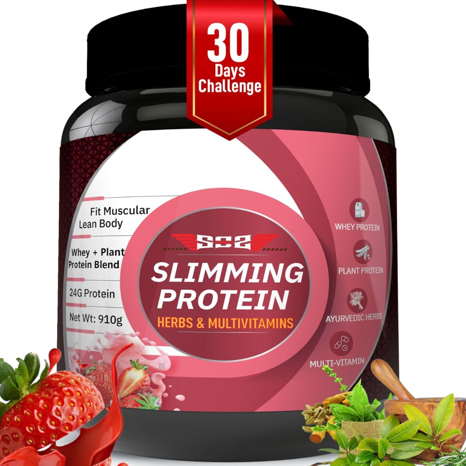 Slimming Whey Women Protein Powder 910gm | Strawberry Flavour | Weight Loss Protein Powder