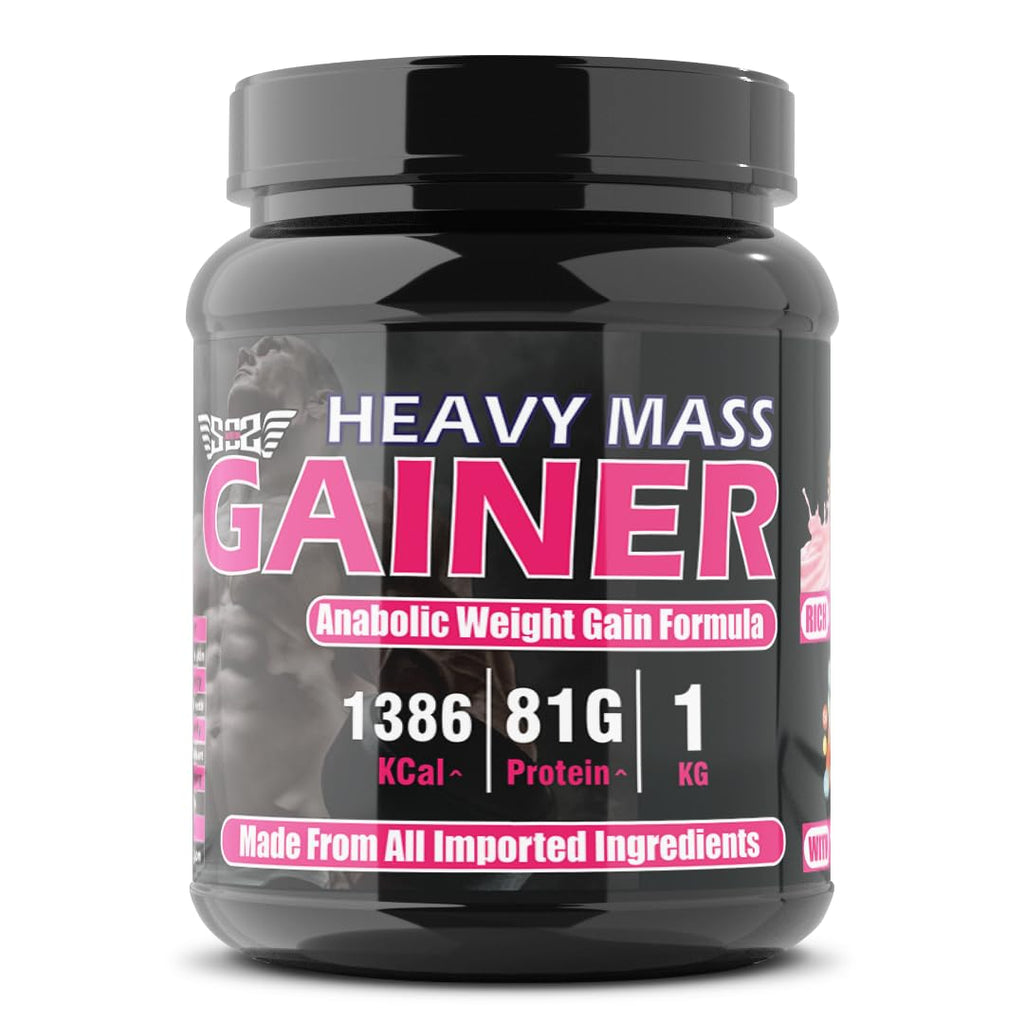 SOS Nutrition High-Calorie Heavy Mass Gainer Protein Powder ( Strawberry 1kg ) Men & Women