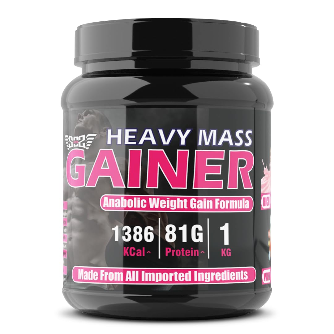 SOS Nutrition High-Calorie Heavy Mass Gainer Protein Powder ( Strawberry 1kg ) Men & Women