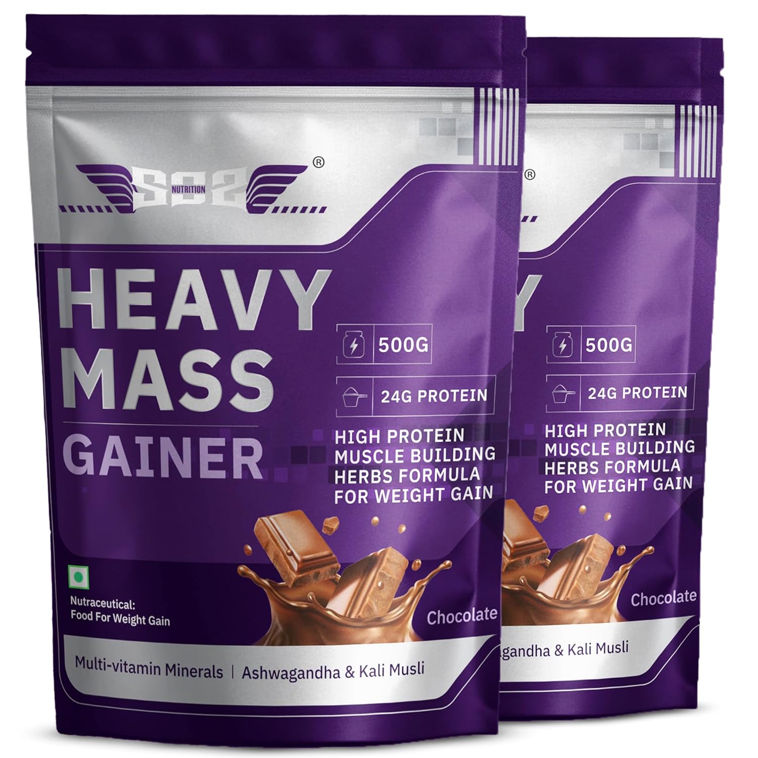 SOS Nutrition High-Calorie Heavy Mass Gainer Protein Powder ( Chocolate 1kg )  Men & Women