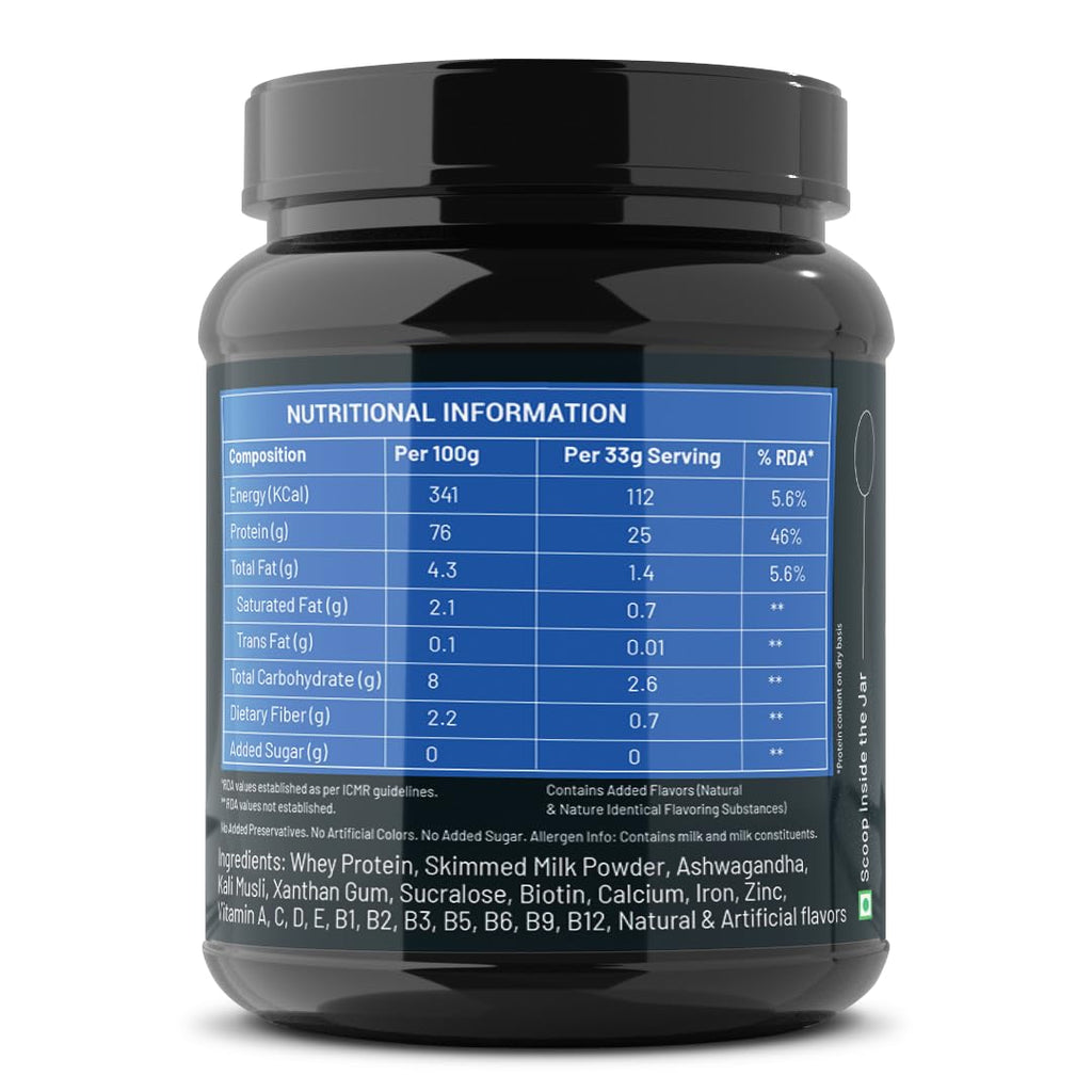 SOS Nutrition Whey Protein – 24g Protein, 5.5g BCAA with Digestive Enzymes (Chocolate, 500g)