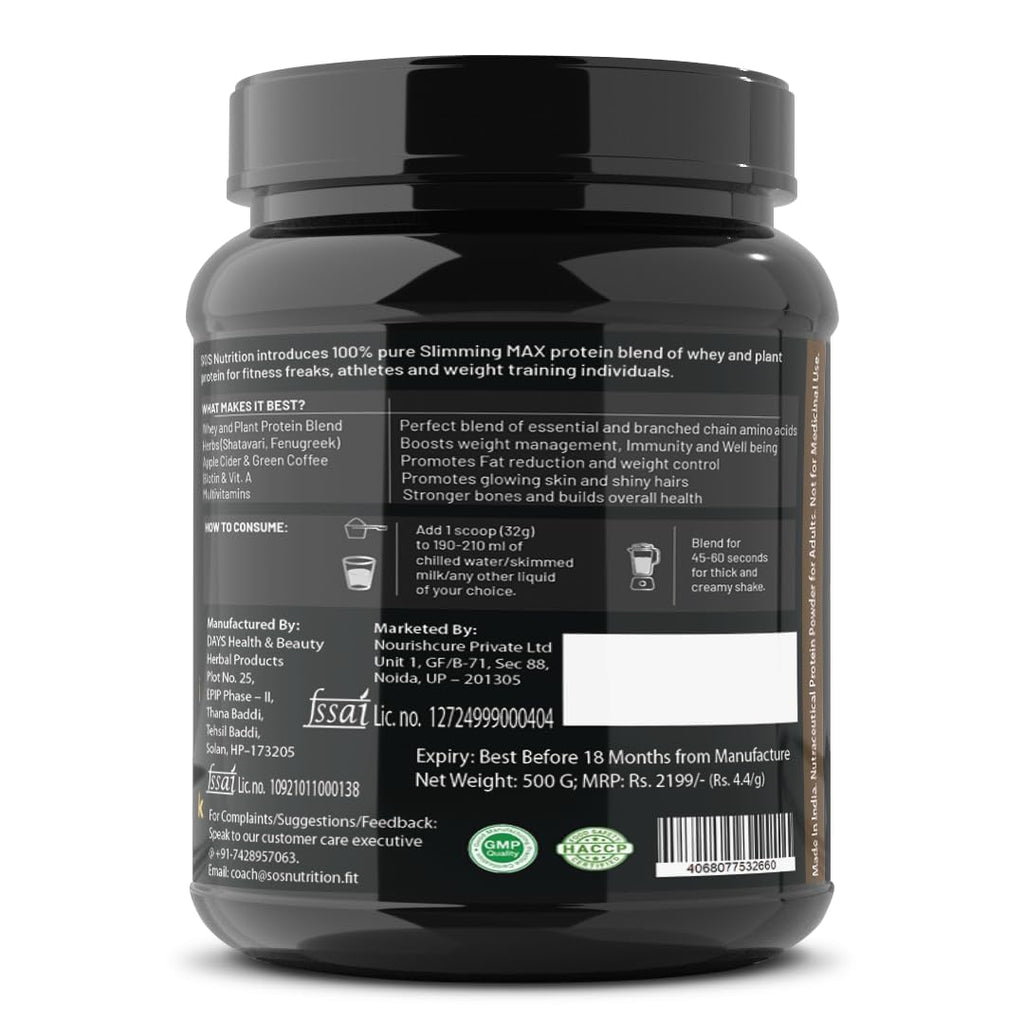 Slimming Max Women Protein Powder 500gm | Chocolate Flavour | Weight Loss Protein Powder