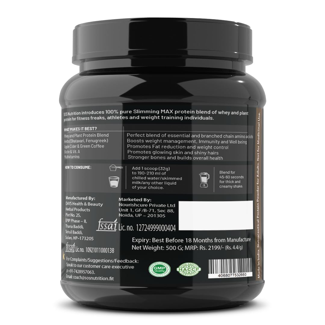 Slimming Max Women Protein Powder 500gm | Chocolate Flavour | Weight Loss Protein Powder
