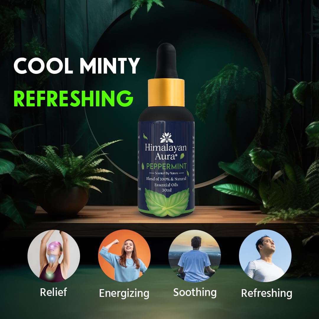 Himalayan Aura Peppermint Essential Oil 30ml – Skin & Aromatherapy Organic & Edible