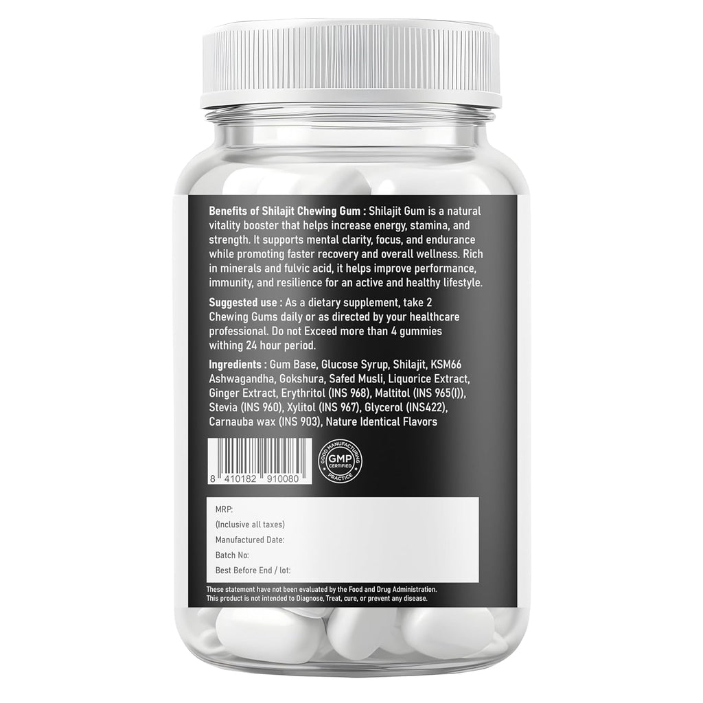 Supplenex Himalayan Shilajit & Ashwagandha Gummies | Energy & Stamina Boost | Sugar-Free | Unisex | 30 Gum