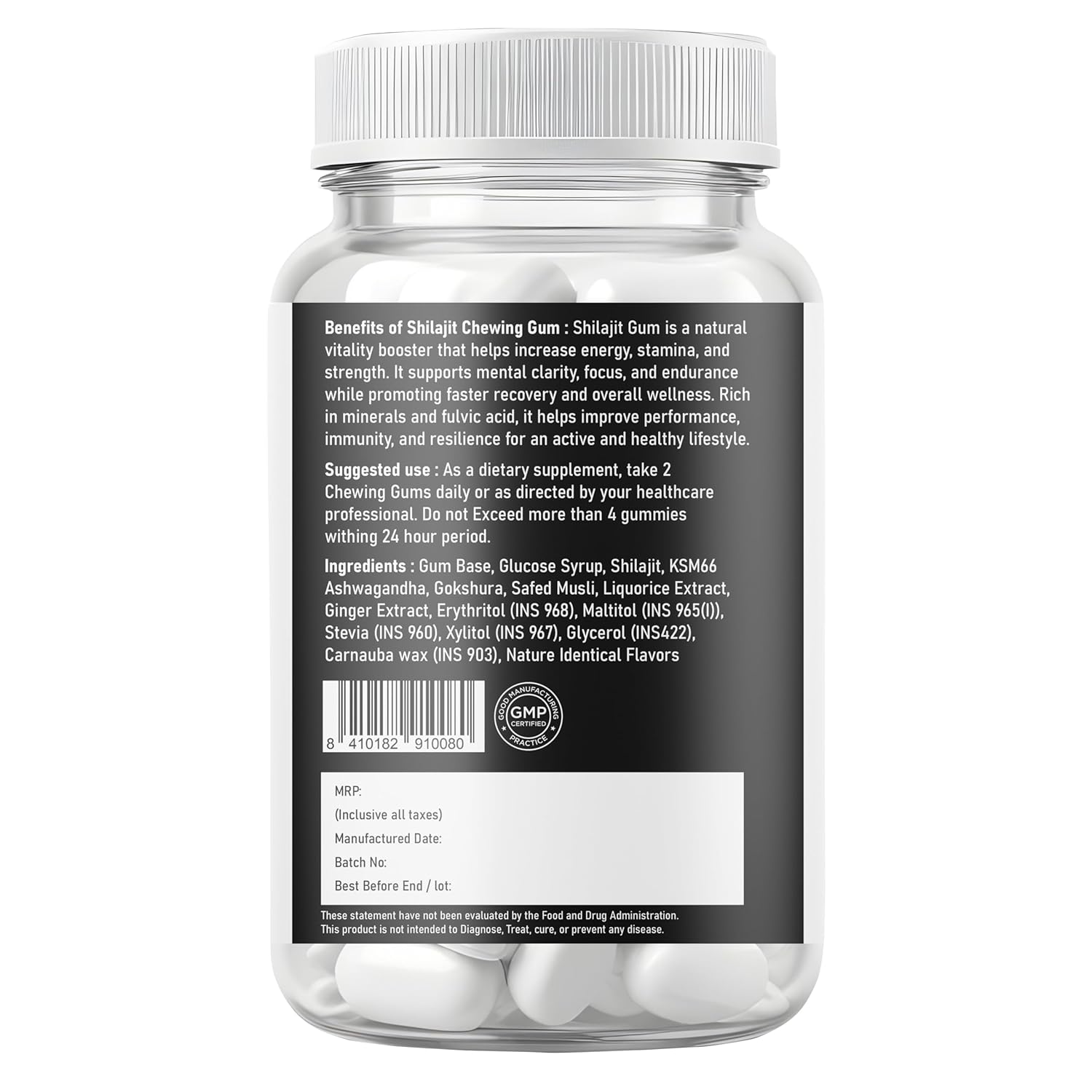 Supplenex Himalayan Shilajit & Ashwagandha Gummies | Energy & Stamina Boost | Sugar-Free | Unisex | 30 Gum