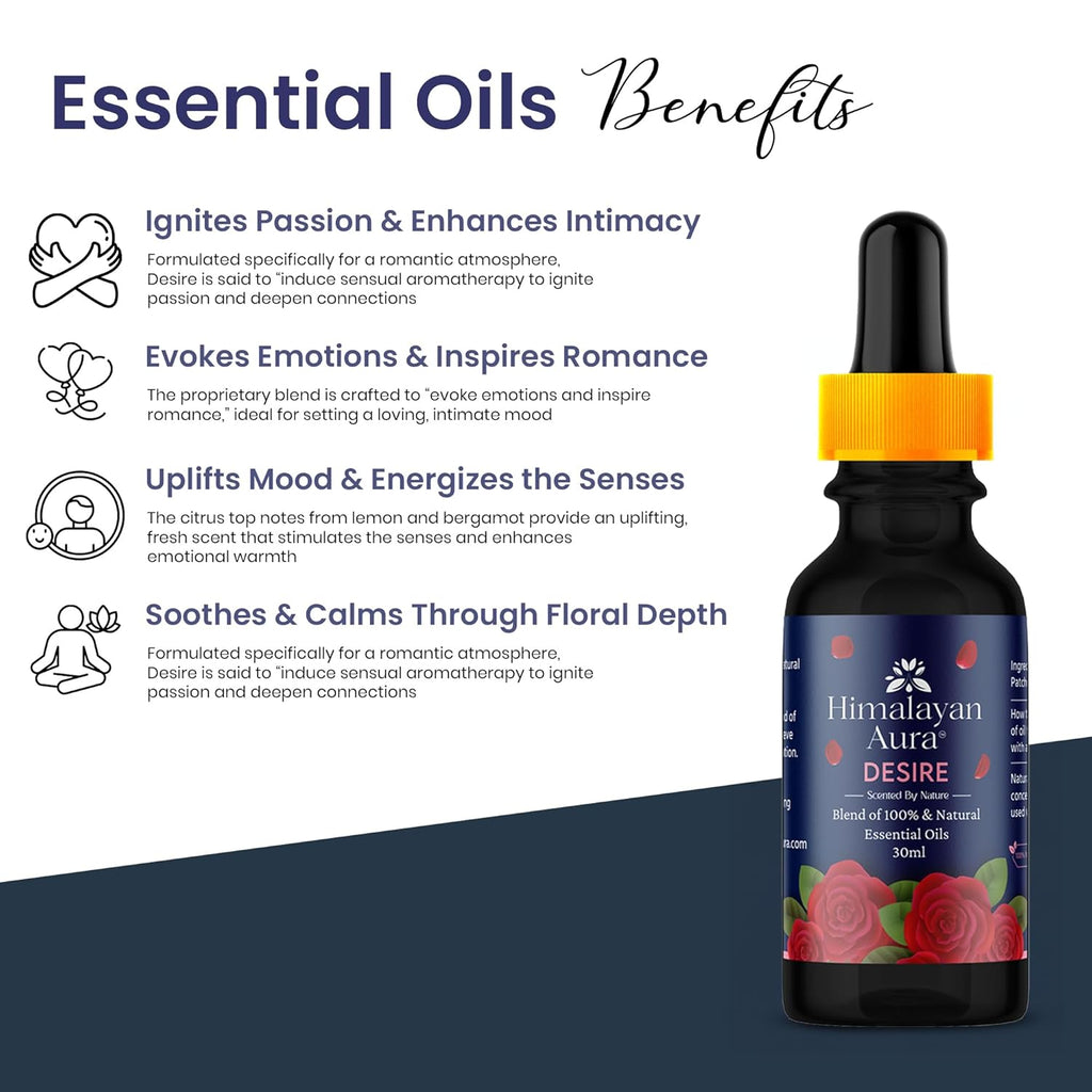 Himalayan Aura Desire Essential Oil 30ml – Natural Aroma for Home & Diffusers