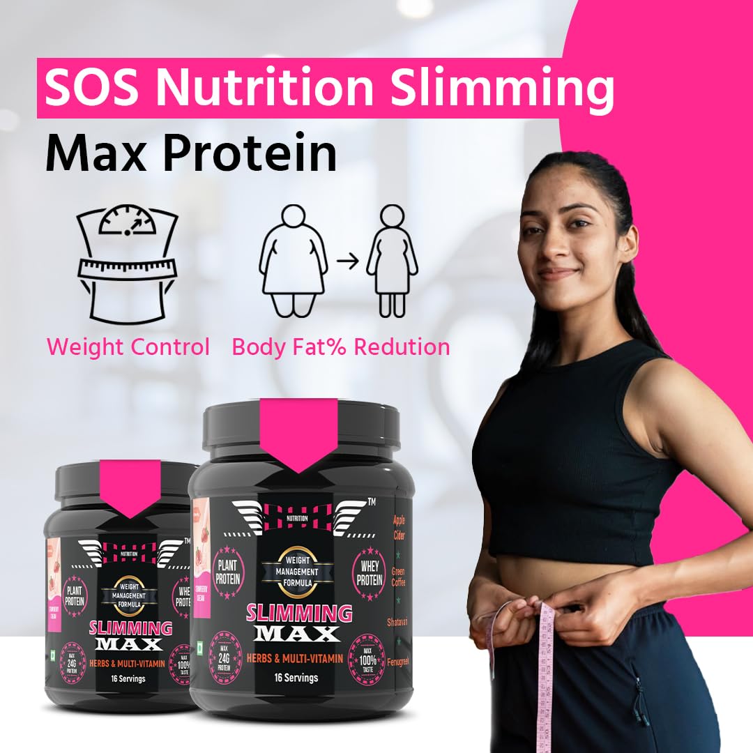 Slimming Max Women Protein Powder 500gm | Strawberry Flavour | Weight Loss Protein Powder