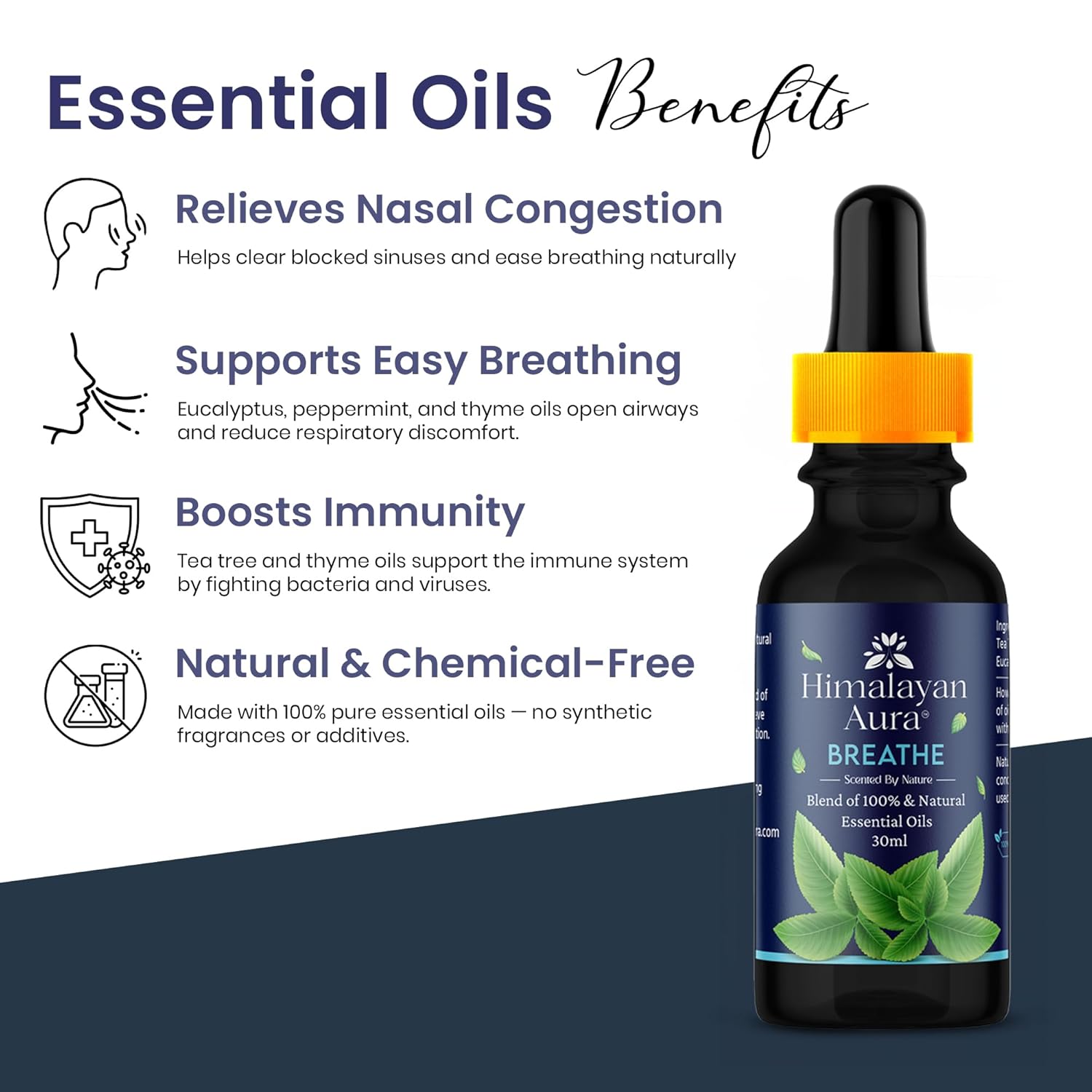 Himalayan Aura Breathe Essential Oil | Clear Breathing, Pure Essential Oil for Breathing & Relaxation | Aromatherapy | 30 ML