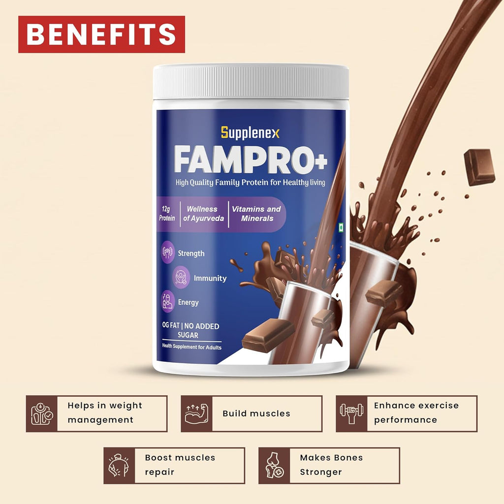 Suppplenex Fampro High Protein Shake 450g – Daily Nutrition for Men & Women, Strength & Energy Support,