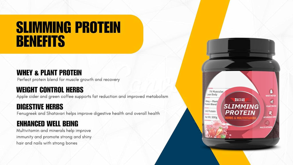Slimming Whey Women Protein Powder 500gm | Strawberry Flavour | Weight Loss Protein Powder