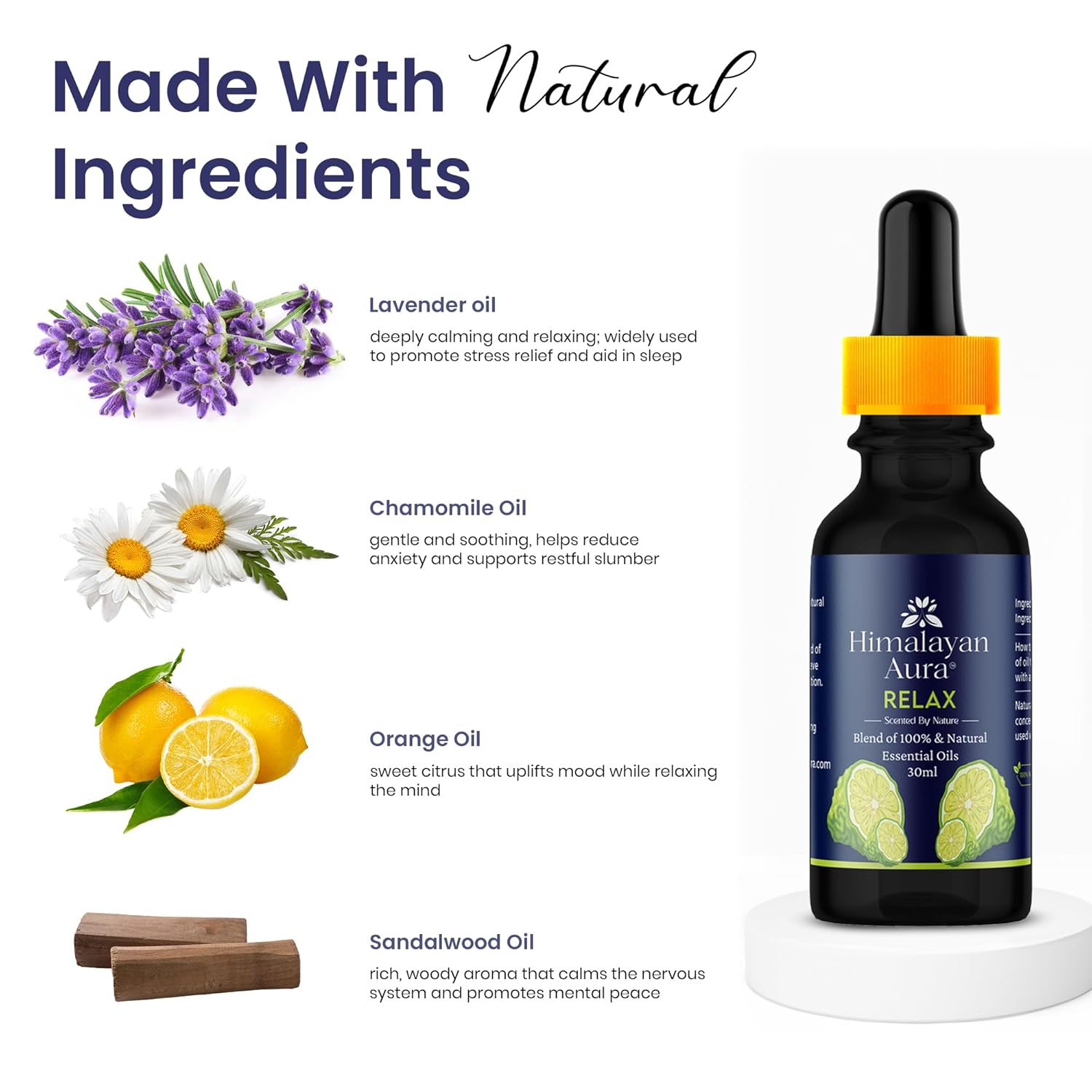 Himalayan Aura Relax Essential Oil Diffuse Blend | 100 % Natural & Pure Aromatherapy For Stress Relief & Healing | 30ML