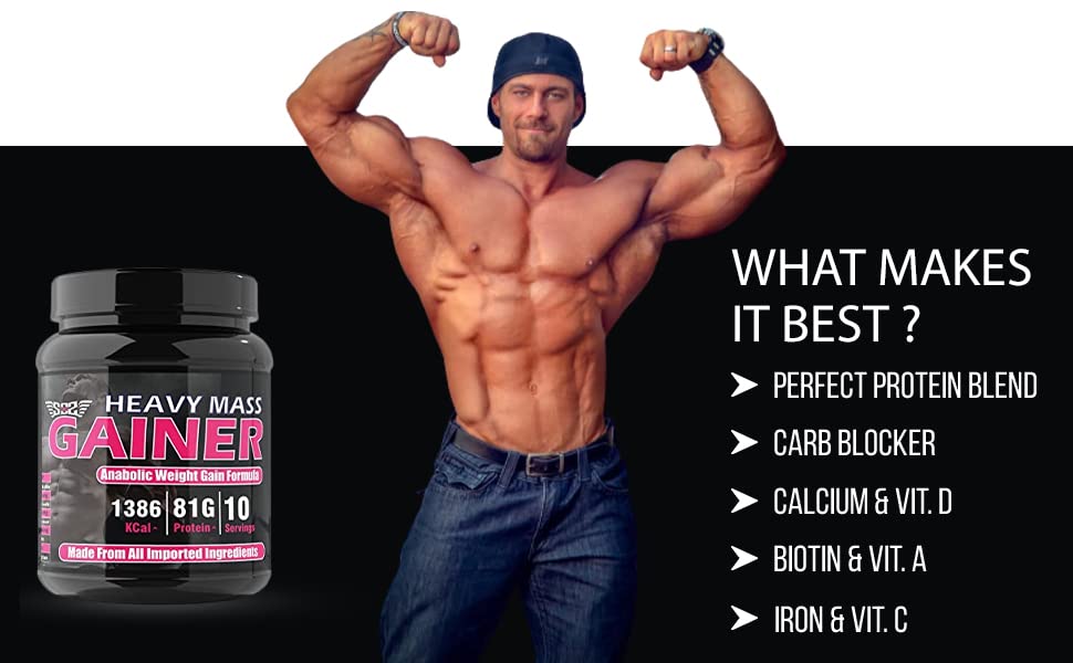 SOS Nutrition High-Calorie Heavy Mass Gainer Protein Powder ( Strawberry 1kg ) Men & Women