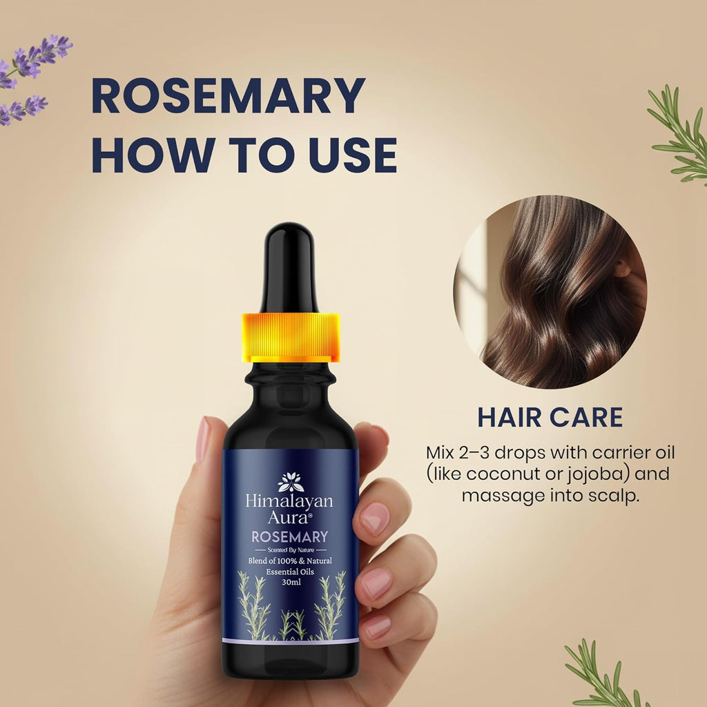 Himalayan Aura Rosemary Essential Oil 30ml – Hair Growth, Anti-Dandruff & Aromatherapy