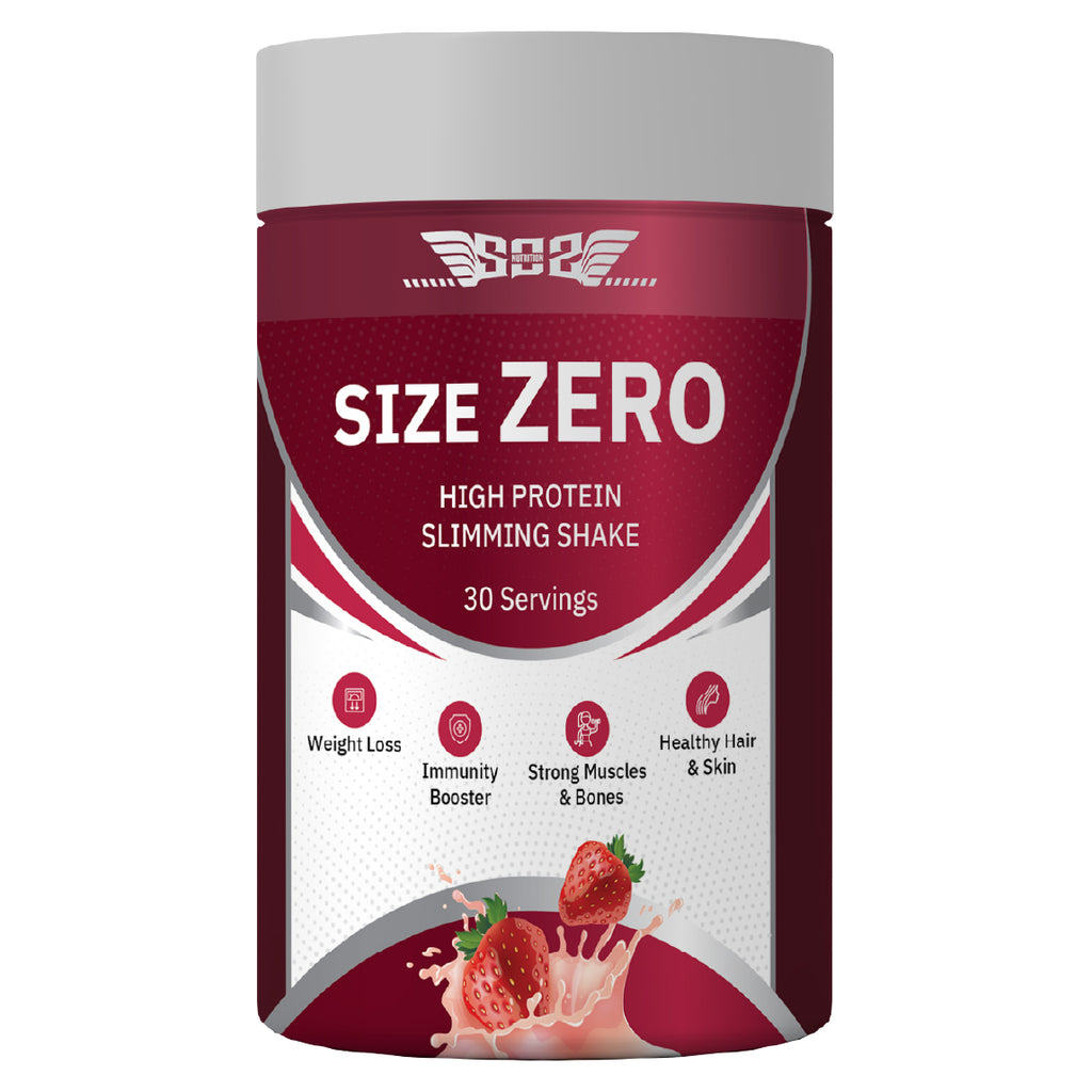 SOS Nutrition Size Zero Slimming Shake – High Protein Whey & Plant Blend with Multivitamins (Strawberry, 300g)
